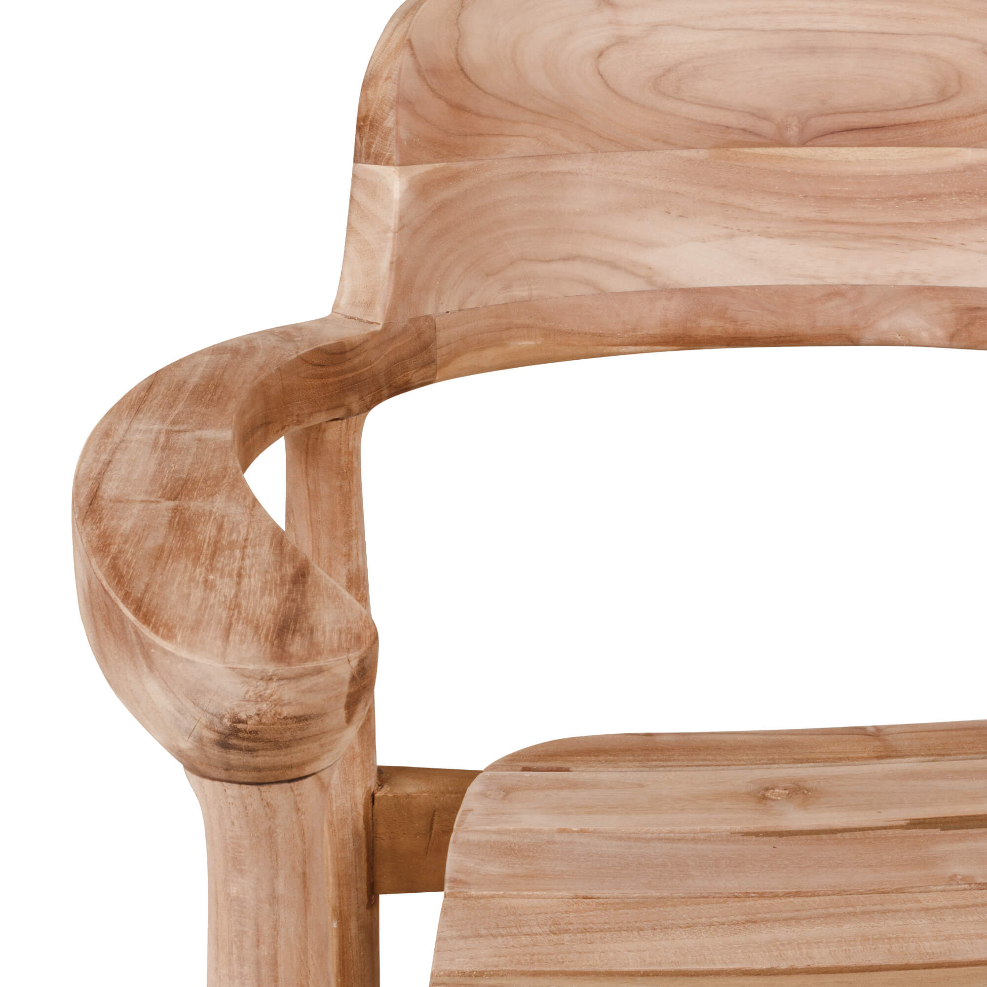 Shiro Teakholz Outdoorstuhl mit Armlehnen und Geflecht – Detail Armlehne