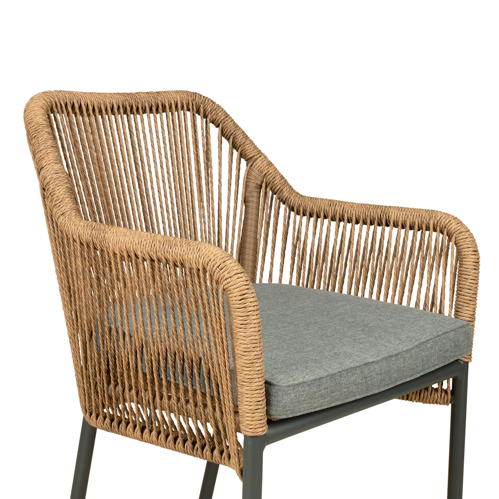 Baleris natur Outdoorstuhl mit Geflecht und Sitzkissen – Sitzschale