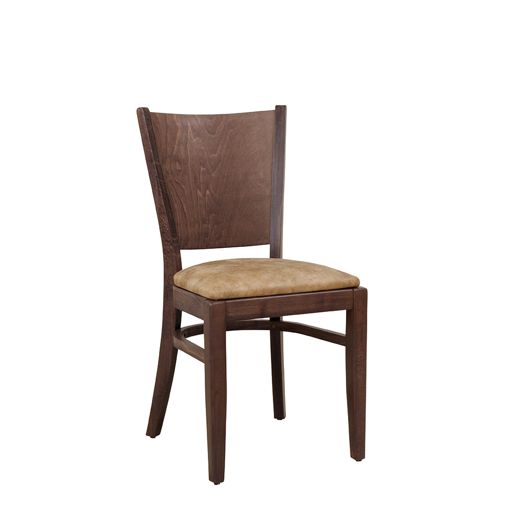 Holzstuhl Saravo-P Wildeiche mit gepolstertem Sitz und ergonomischer Rückenlehne