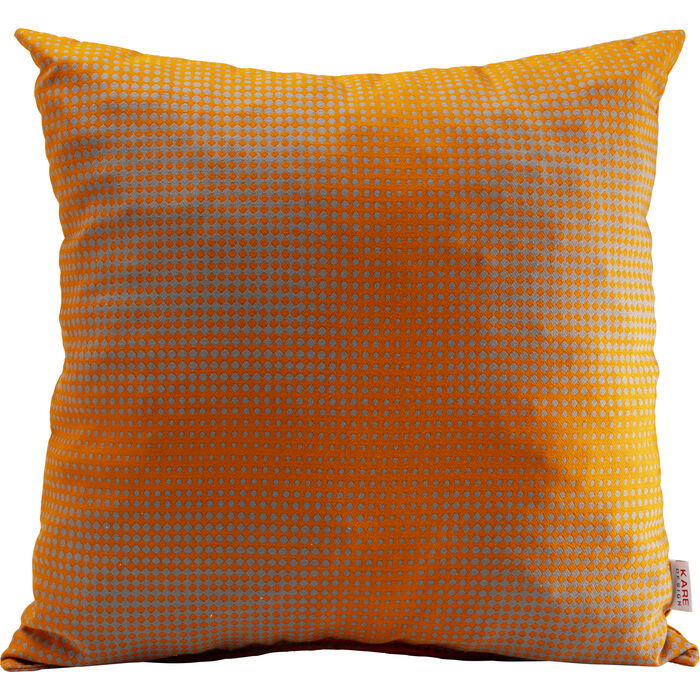 Gastronomie_kissen_Jaquard_40x40cm_limited_frontal Kissen Jaquard Schwarz Grau 40x40 cm in kräftigem Orange mit feinem geometrischem Punktmuster in Grau