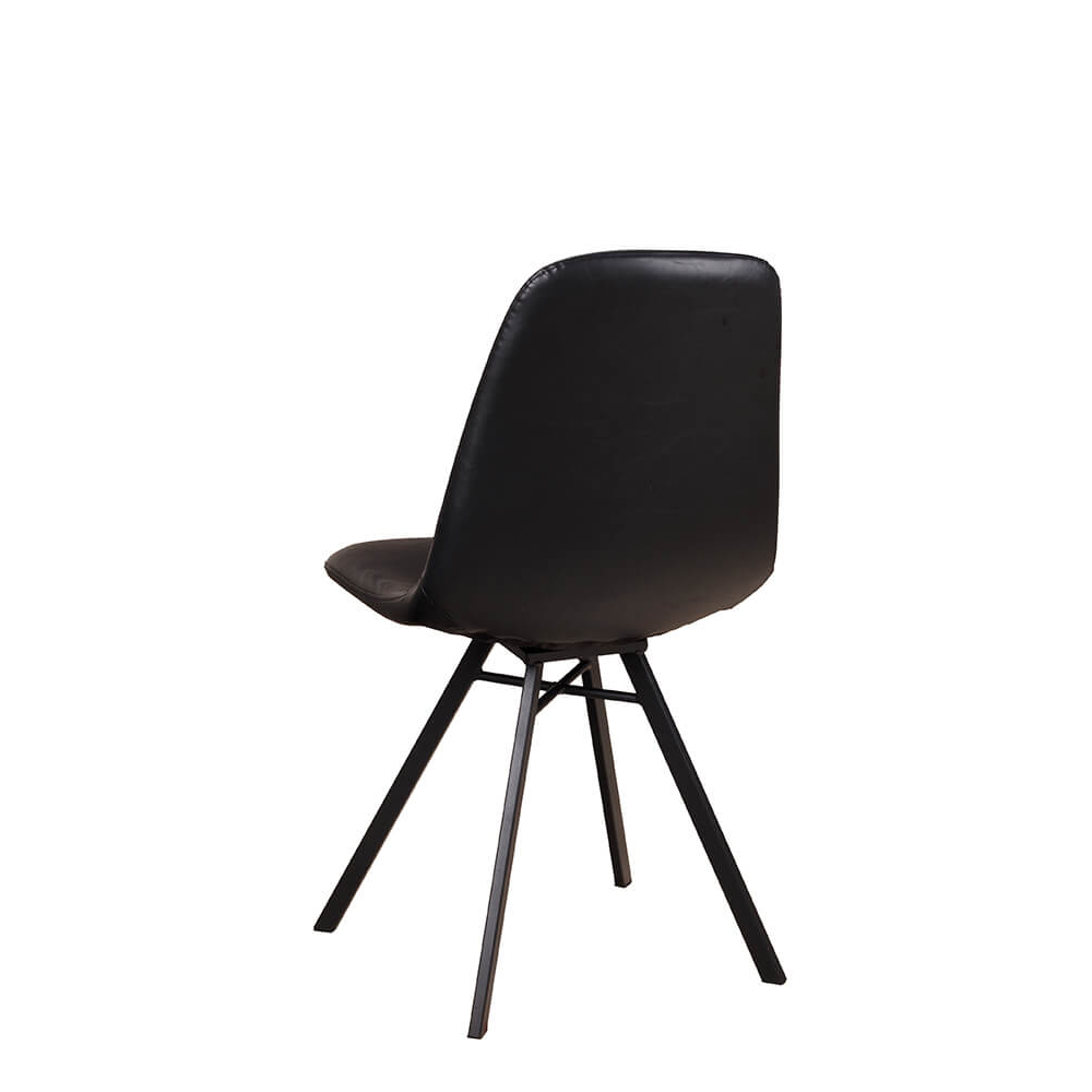 Polsterstuhl Jones Antique Black mit Kunstlederbezug in Schwarz und pulverbeschichtetem Metallgestell