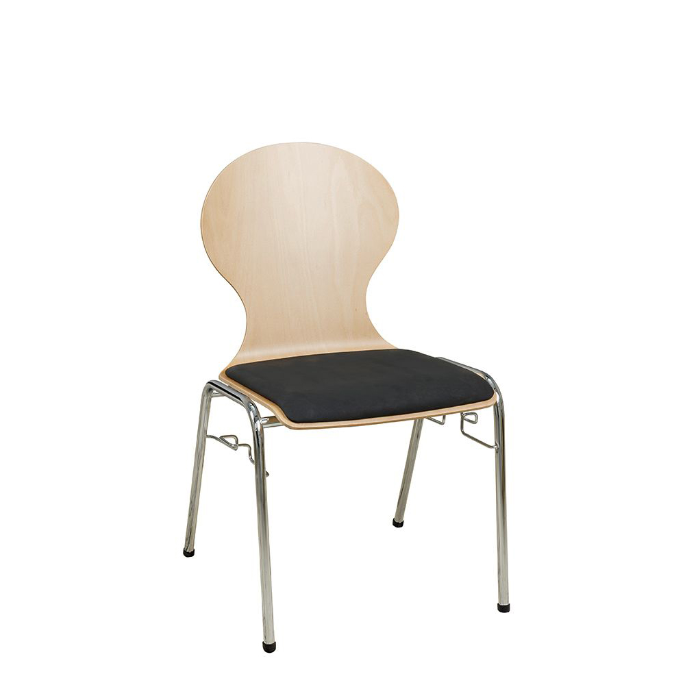 Konferenzstuhl Eruno-110 mit Sitzpolster, verchromtem Metallgestell, stapelbar