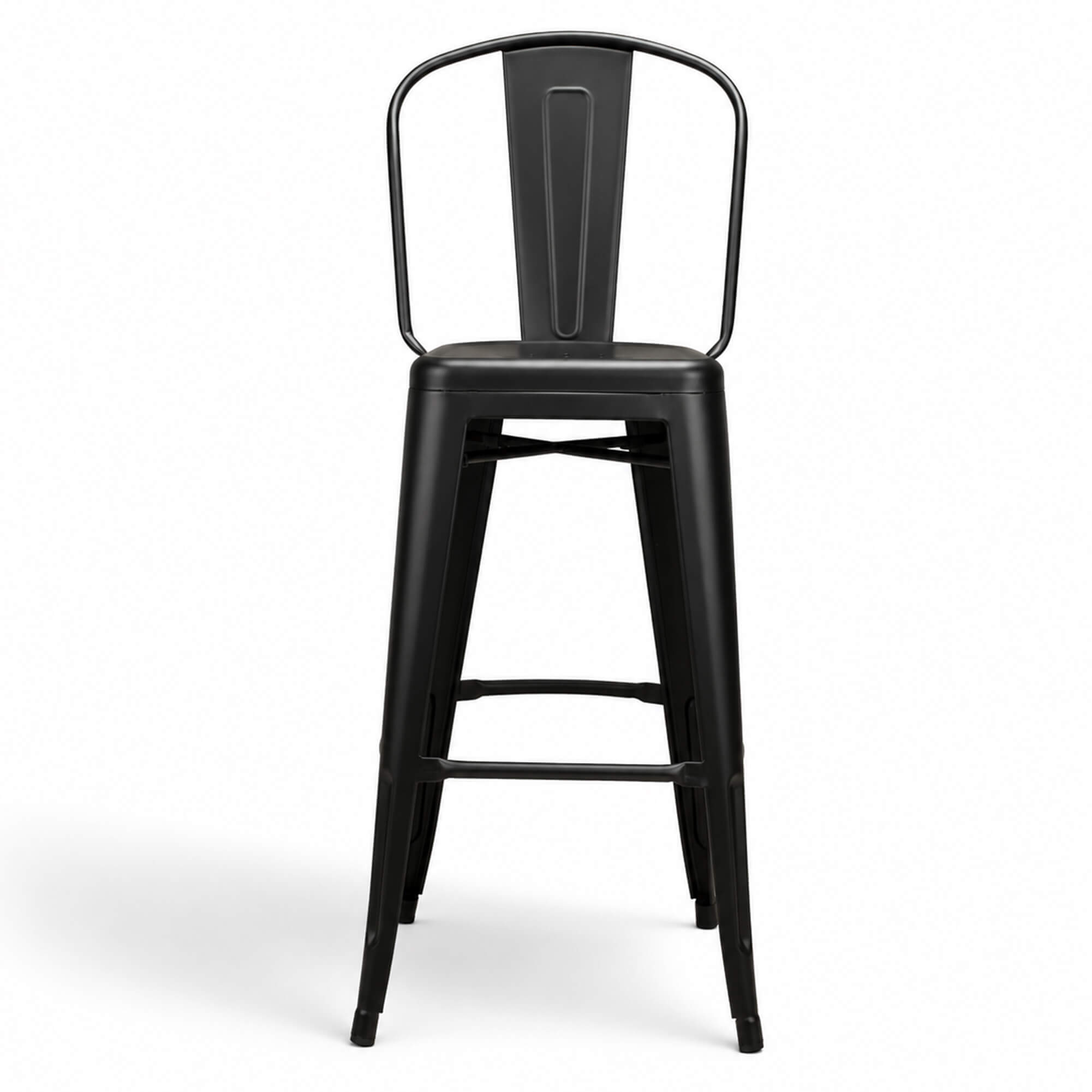 Gastronomiestuehle Industrial Design Barhocker Toxor RL Bar schwarz - Frontal mit SchattenIndustrial Design Barhocker Toxor RL Bar schwarz - Vorderansicht mit Schatten