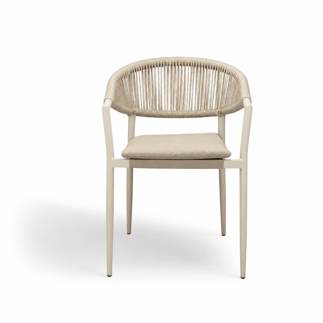 Outdoorstuhl mit Kissen und Geflecht Elcabo Cream - Frontal