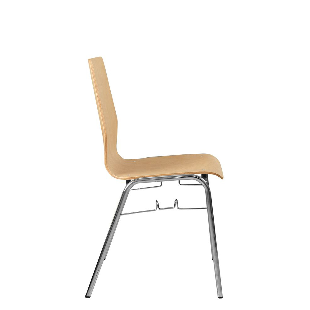 Konferenzstuhl Eruno-200 Buche natur, verchromtem Metallgestell, stapelbar Seitenansicht