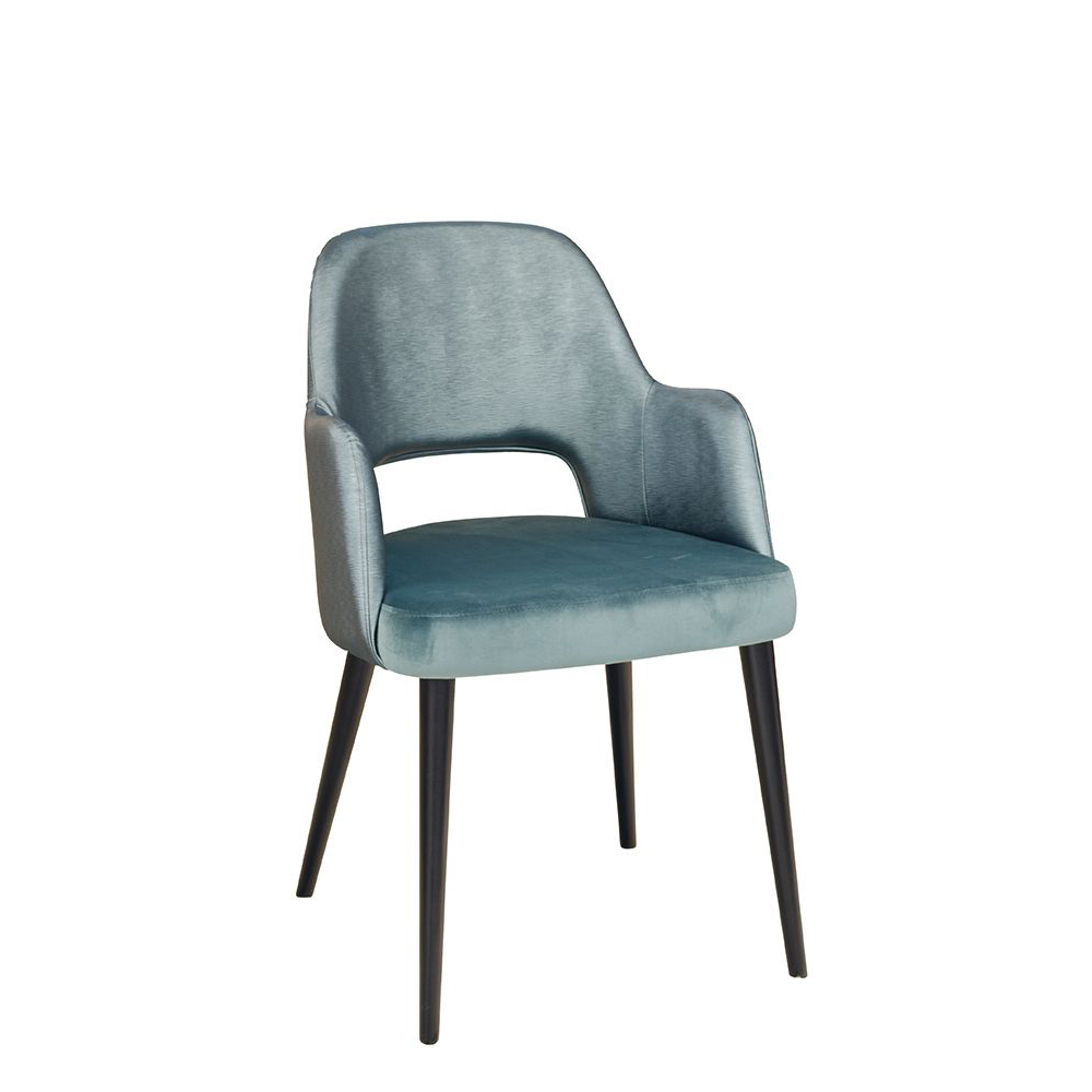 gastronomie-polsterstuhl-sona-200-arm-_2 Polsterstuhl Gastronomie Sona 200 Arm: Beizton:Schwarz / Bezug Sitz: Riviera-87 / Bezug Rücken: Mercader bambu oltramare