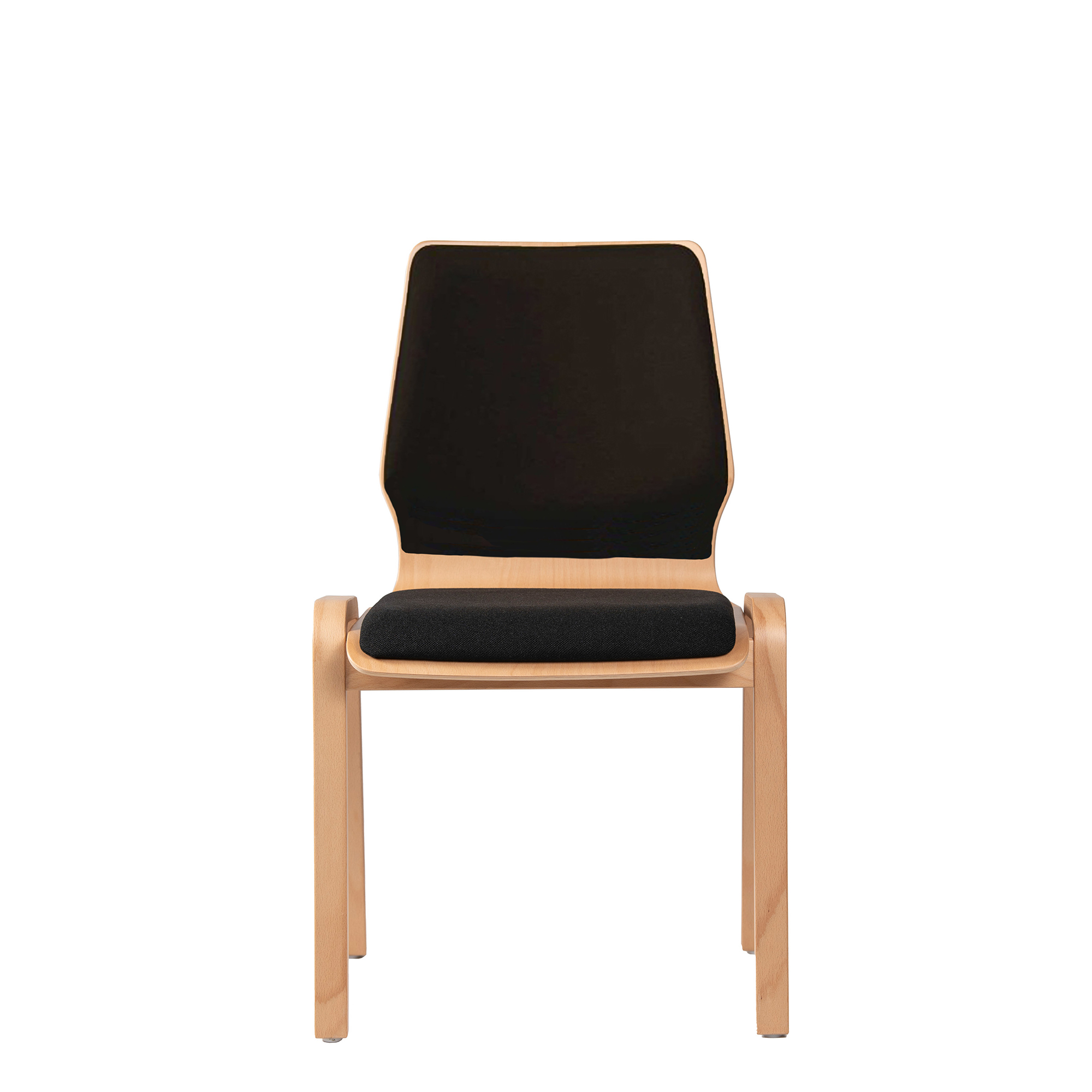 Konferenzstuhl Eruno 220 W mit Rückenlehne und Sitzpolster aus Buchenholz - Frontal