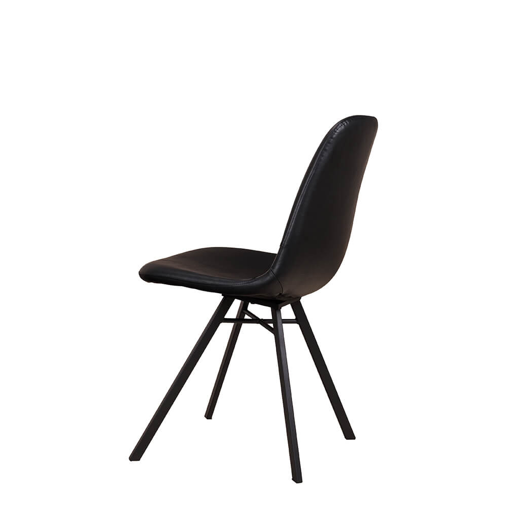 Polsterstuhl Jones Antique Black mit Kunstlederbezug in Schwarz und pulverbeschichtetem Metallgestell