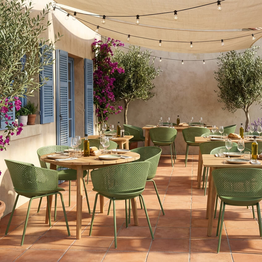 Gastronomiestuhl Outdoor Foma-F832 green - Milieubild Restaurant