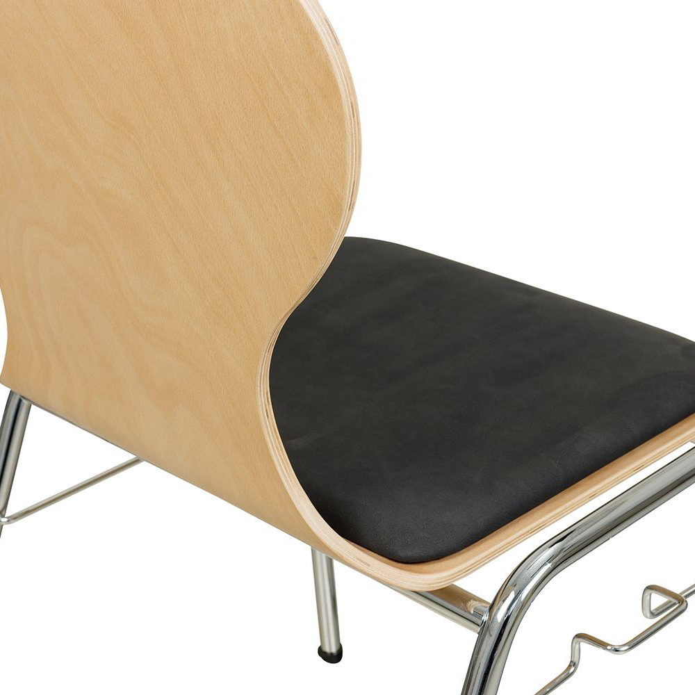 Konferenzstuhl Eruno-110 mit Sitzpolster, verchromtem Metallgestell, stapelbar Detailansicht Sitzpolster