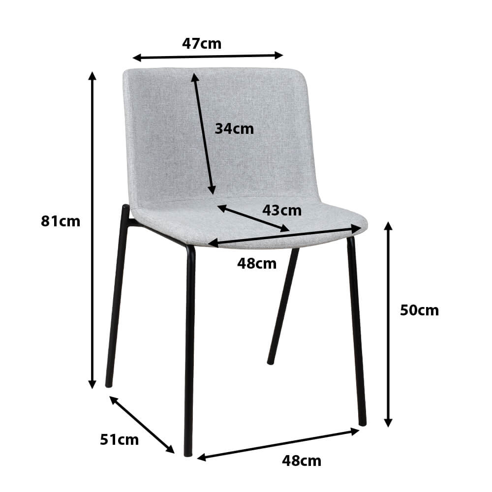 Polsterstuhl Foma 821 grey Maße