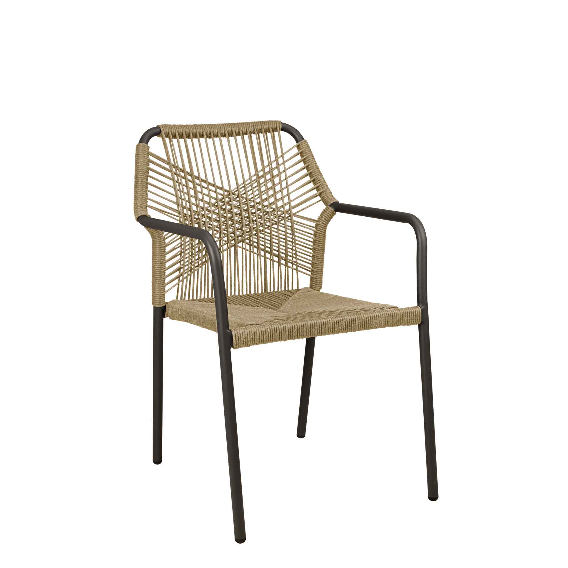 terrassenstuehle_gastronomie_lagunas_wheat_vorderansicht Lagunas Wheat Outdoorstuhl mit Armlehnen und Geflecht – Vorderansicht