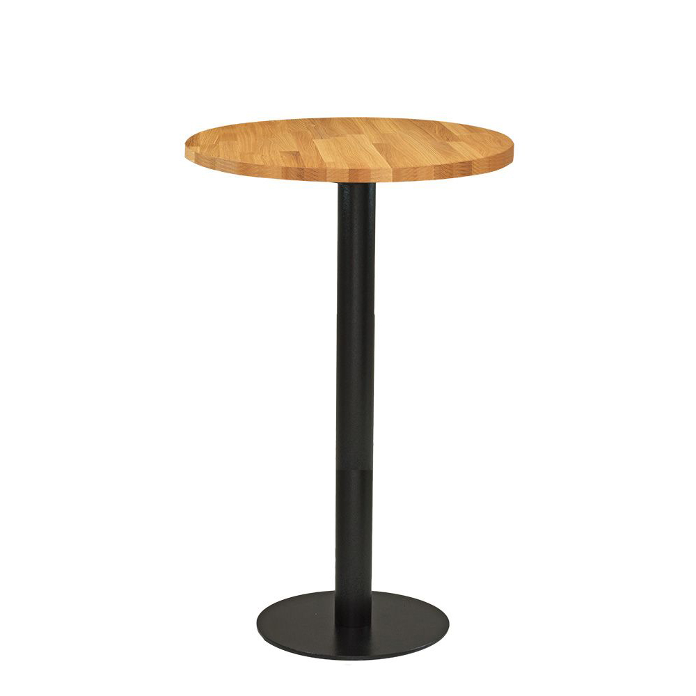 Tischgestell aus Metall für die Gastronomie - Marino-TGF-H-400 Anwendungsbeispiel mt Platte Eiche rund 26 mm