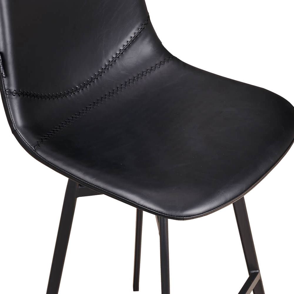 „Polsterbarhocker Jones-Bar mit schwarzem Kunstleder und anthrazitfarbenem Aluminiumgestell“