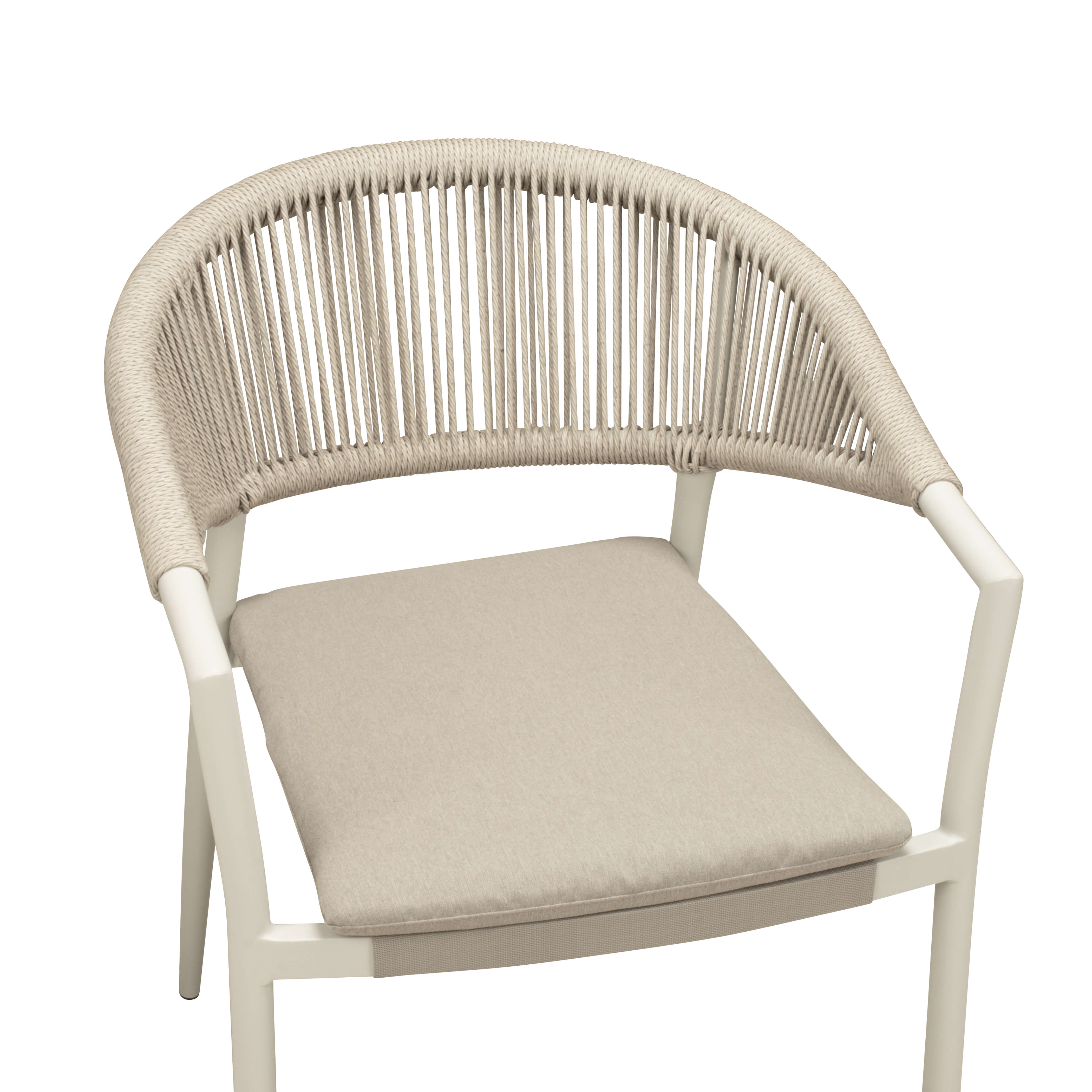 Outdoorstuhl mit Kissen und Geflecht Elcabo Cream - Sitzflaeche mit Kissen