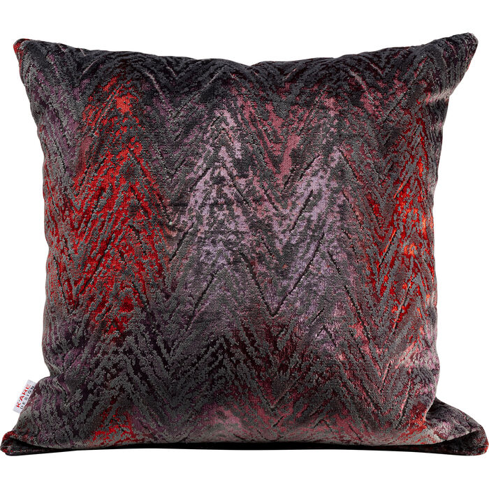 gastronomie_kissen_keops_rot_40x40cm_limited Kissen Keops Rot 40x40 cm Limited mit grafischem Zickzackmuster in Rot-, Grau- und Schwarztönen