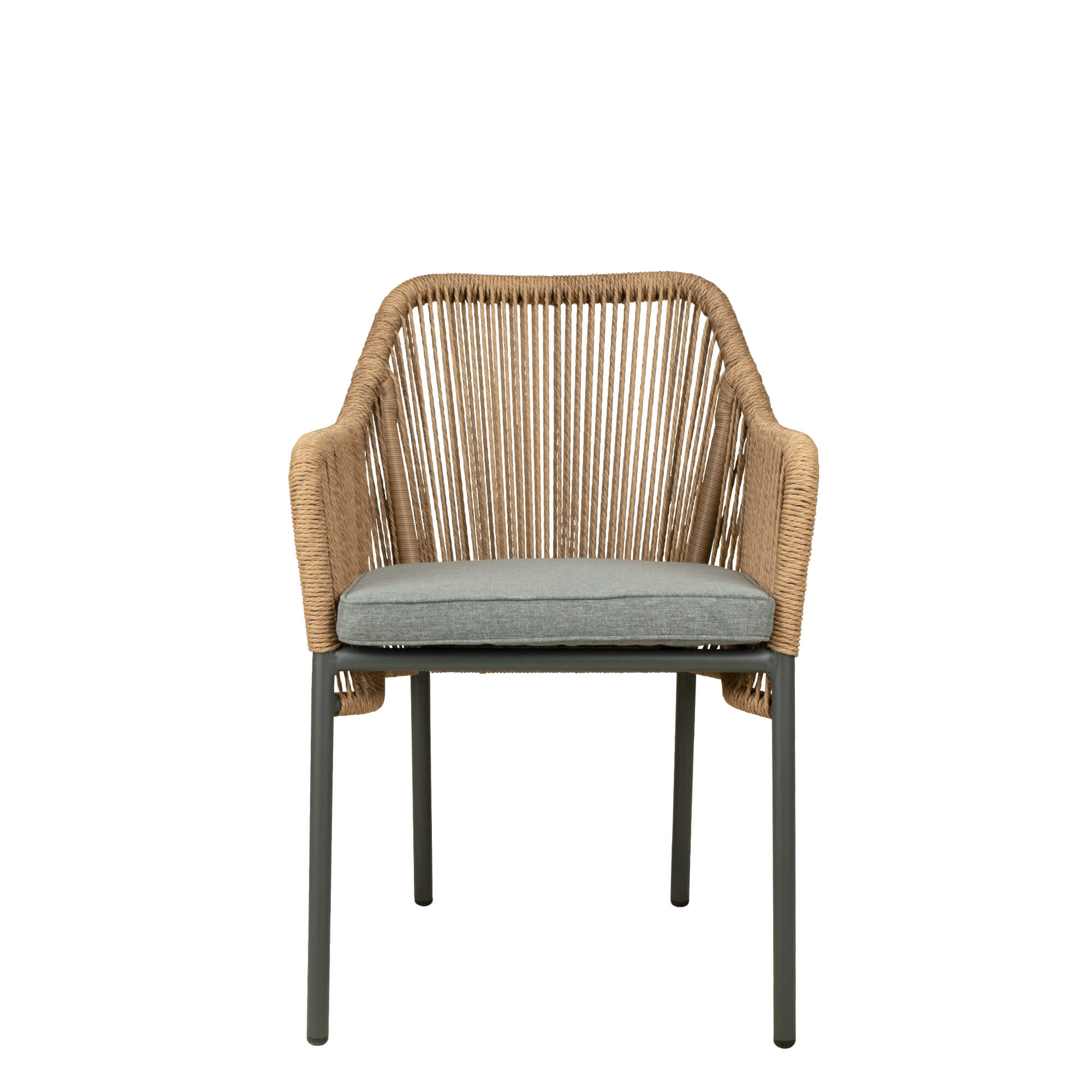 Baleris natur Outdoorstuhl mit Geflecht und Sitzkissen – Frontal