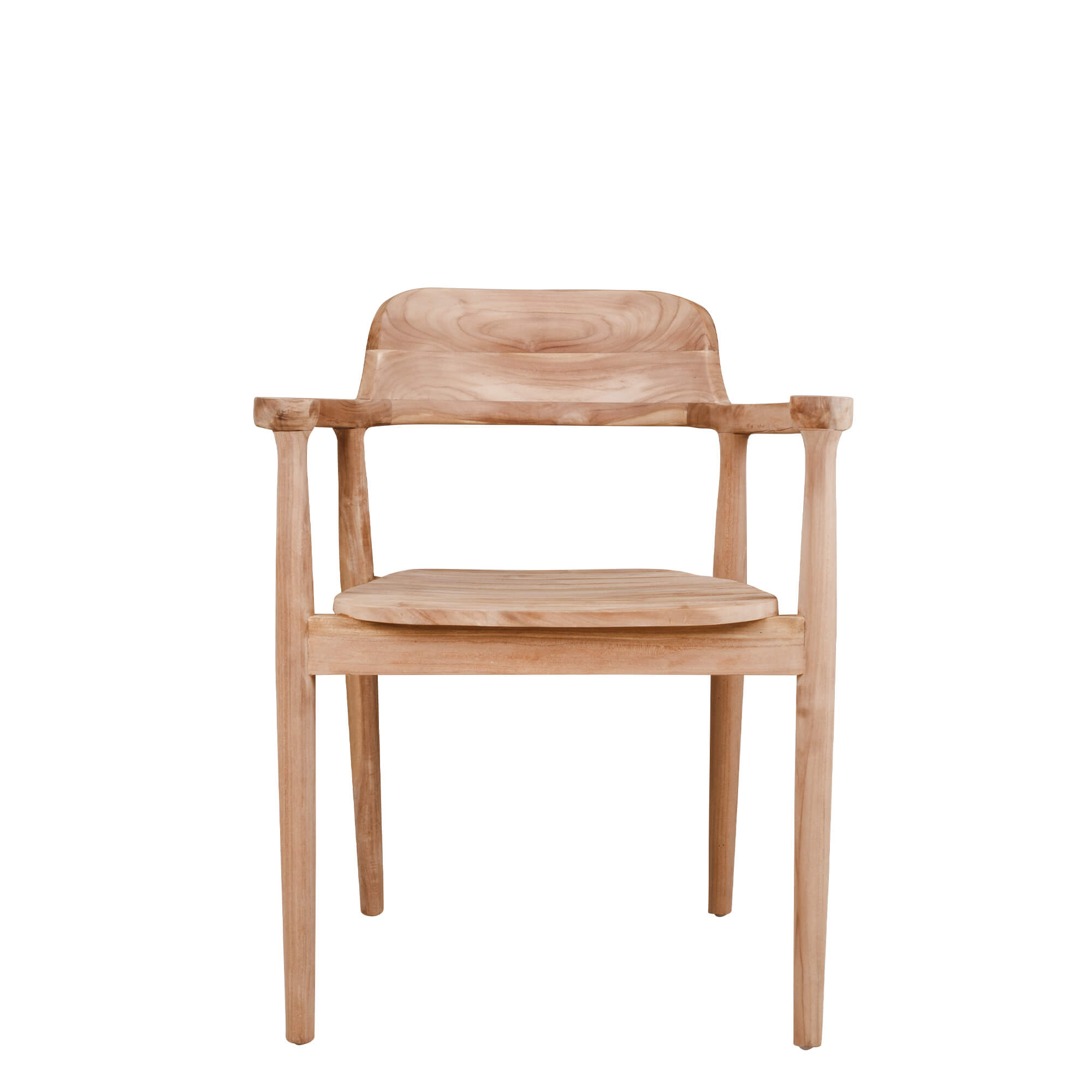 Shiro Teakholz Outdoorstuhl mit Armlehnen und Geflecht – Frontal