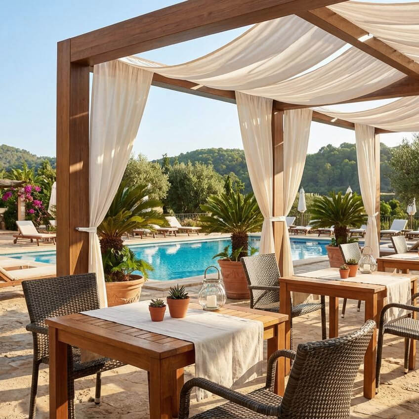 Gastronomiestuhl Outdoor Basato mixed brown - Milieubild Restaurant