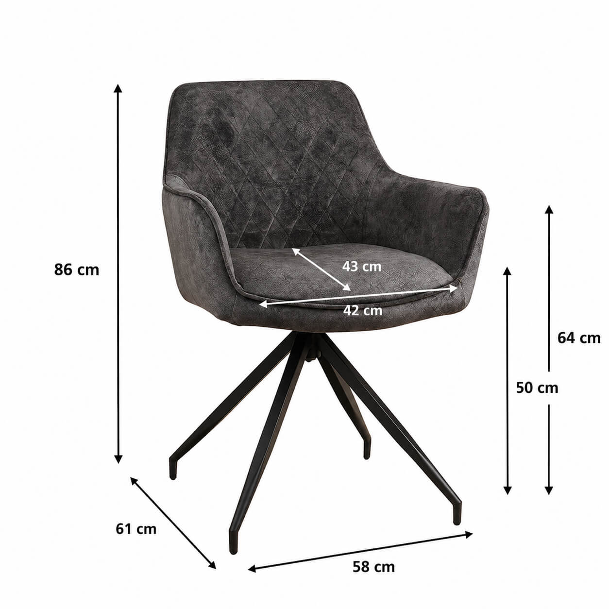 Polsterstuhl Lenoro Arm Marble 804 | Drehgestell Ma?e