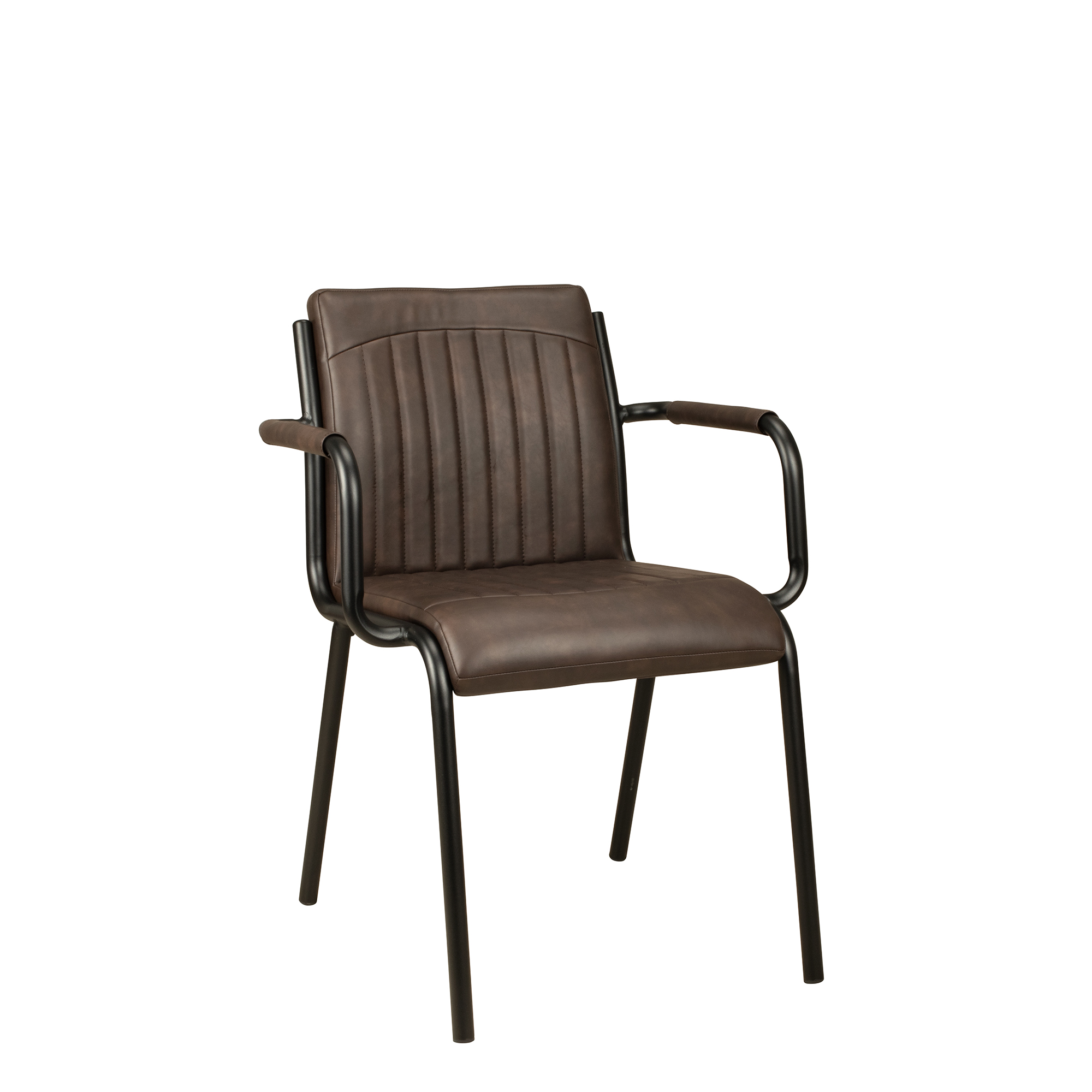 polsterstuhl_monte_carlo_brown_vorderansicht Polsterstuhl mit Armlehne Monte Carlo Brown – Vorderansicht