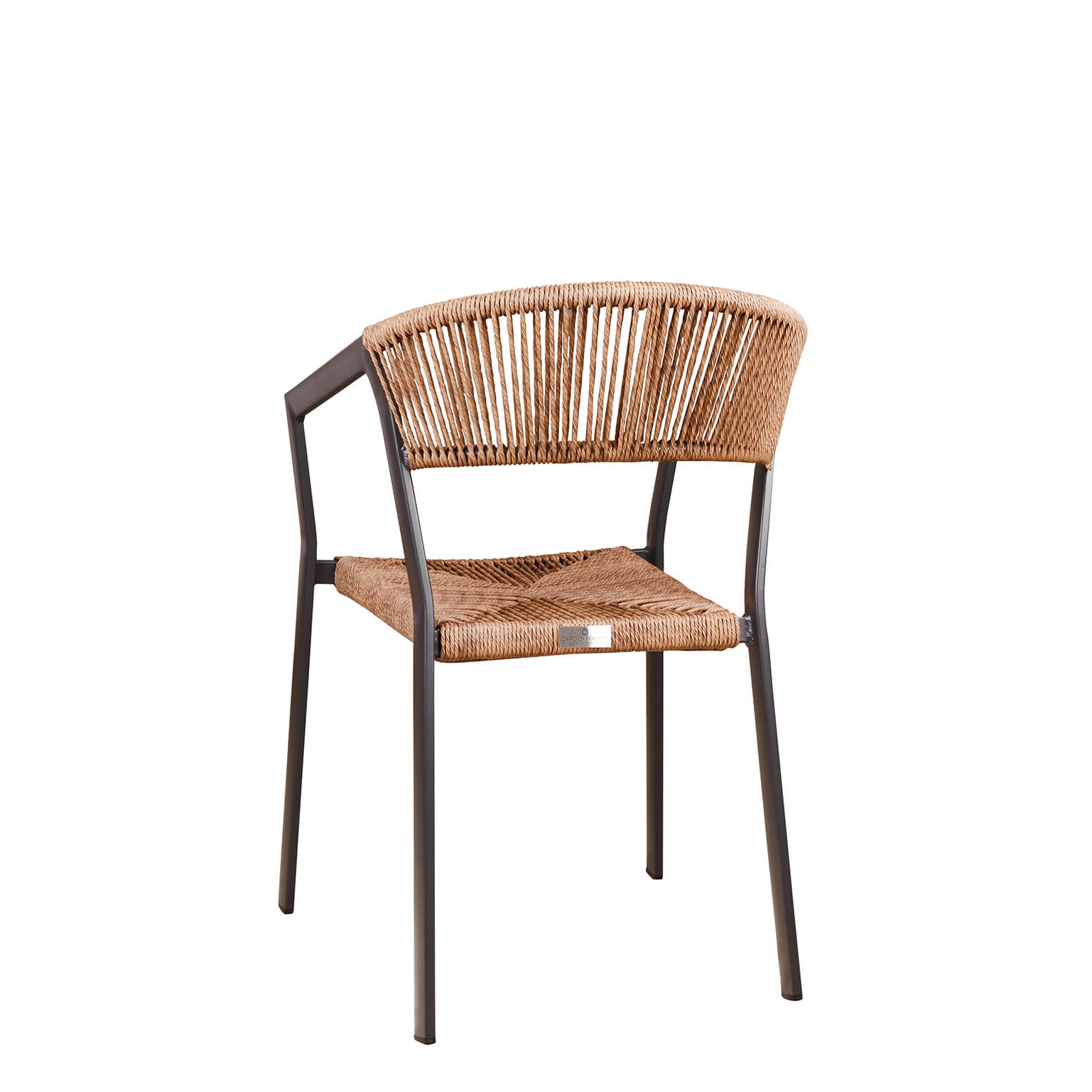 Gastronomie-outdoor-stuhl-Sponto_X_Natur_hinten Sponto-X Natur von hinten mit ergonomischer Rückenlehne und naturfarbenem Kunststoff-Geflecht
