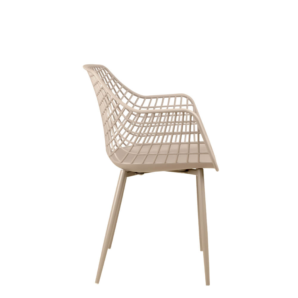 Foma-1692 Light Grey Outdoorstuhl mit Armlehnen – Seitenansicht