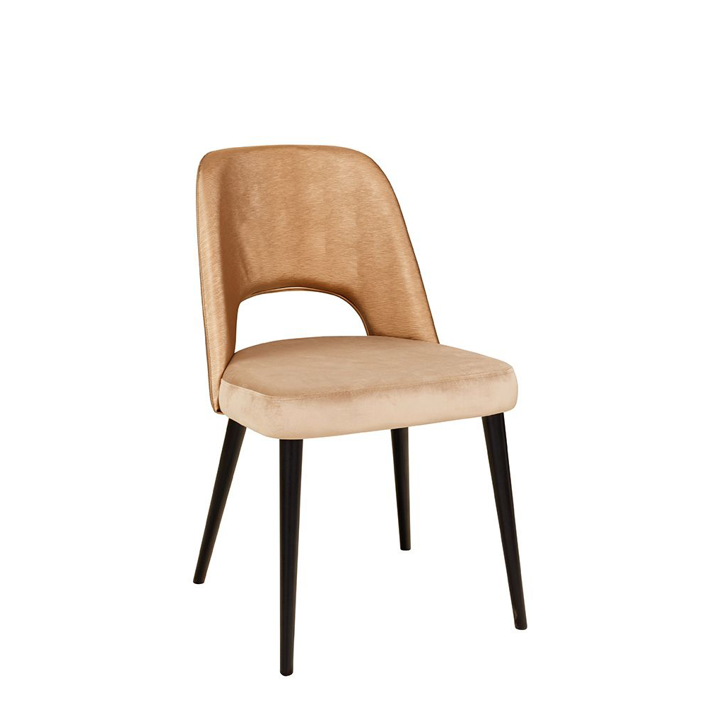 gastronomie-polsterstuhl-sona-200-_0 Polsterstuhl Gastronomie Sona-200, Beizton: Schwarz / Bezug Sitz: Riviera-24 / Bezug Rücken: Mercader bambu Bronze_Vorderansicht