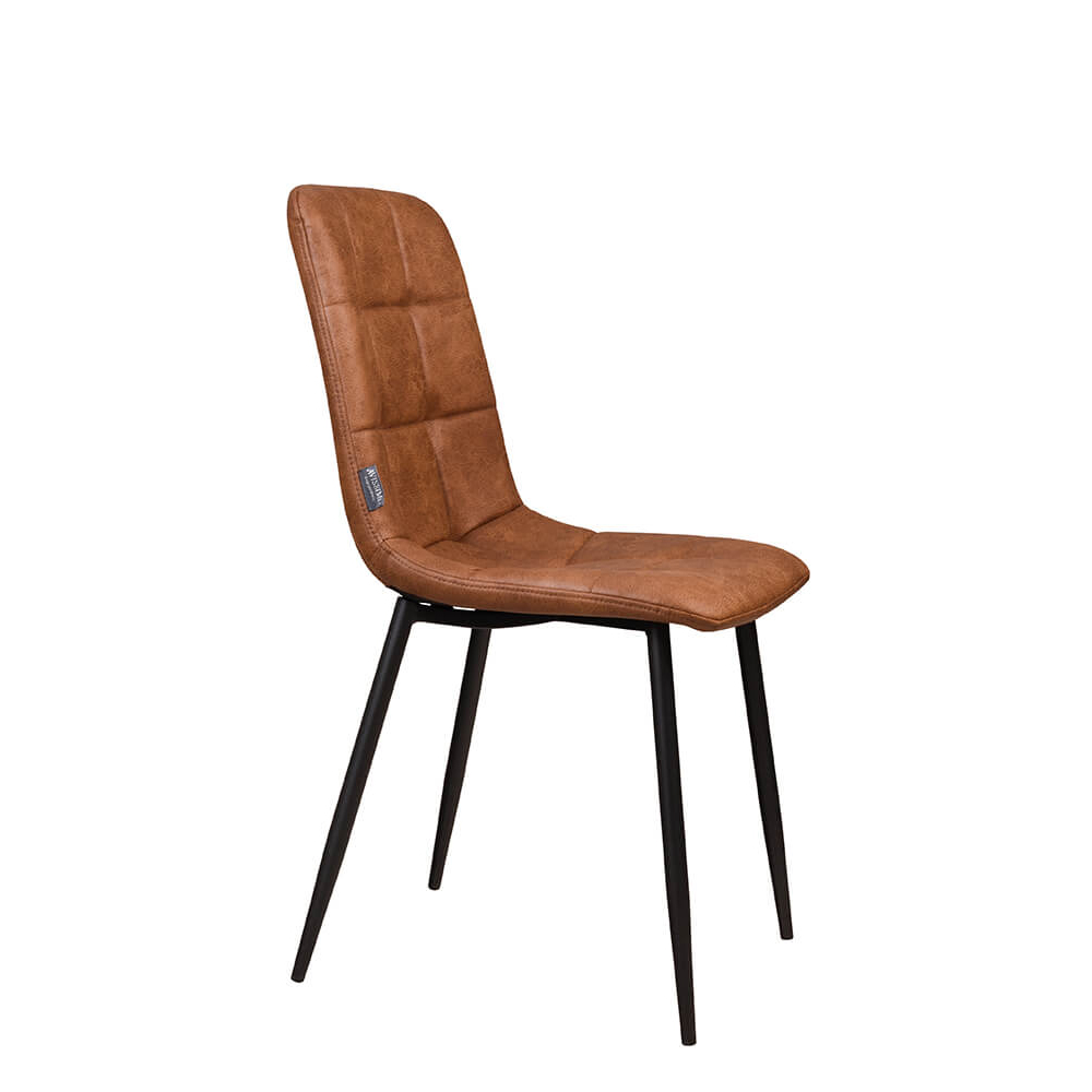 Polsterstuhl Derri Toreador-105 – brauner Stuhl mit Kassettensteppung und schwarzem Metallgestell