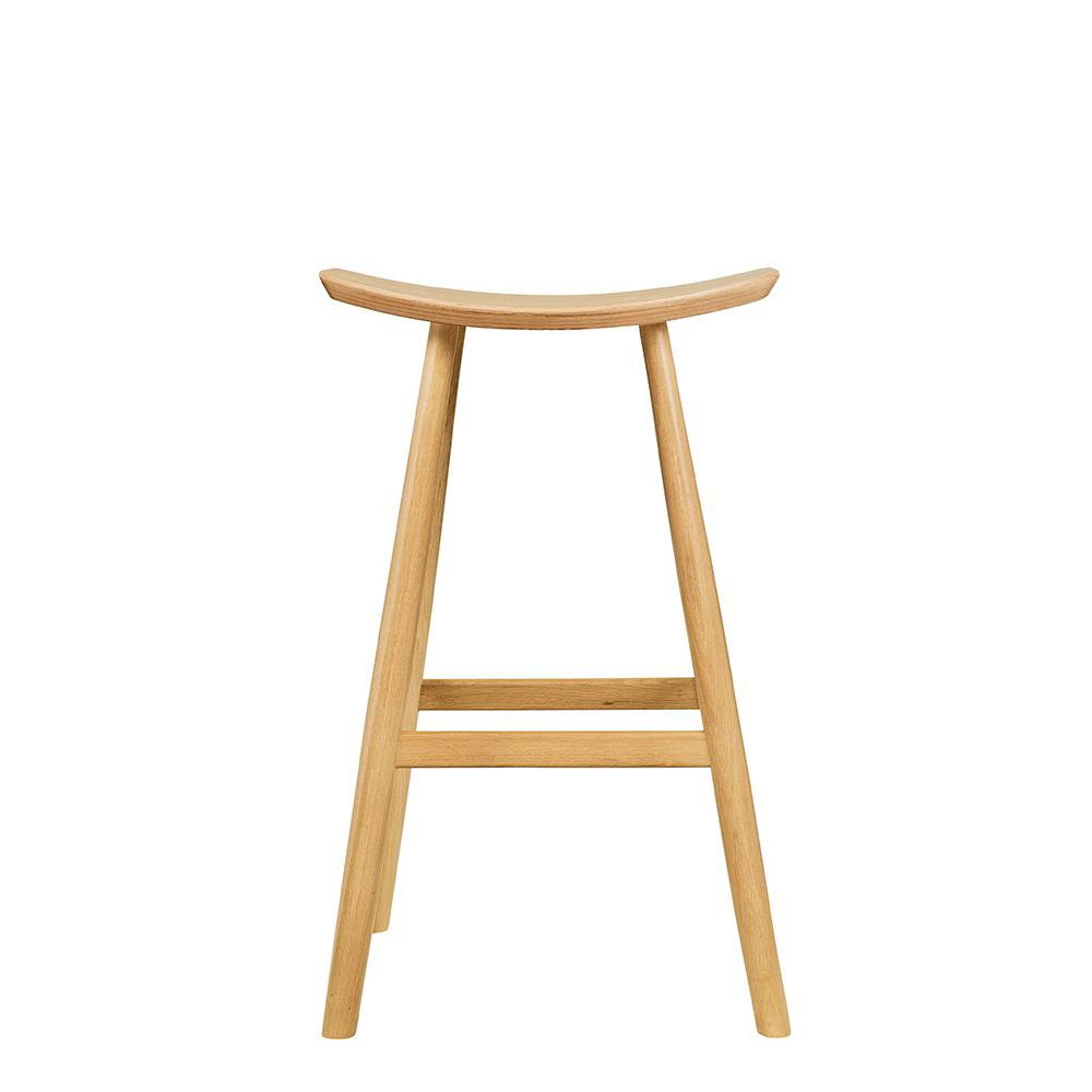 Barhocker Swina-Bar aus Eiche mit gewölbter Sitzschale, ohne Rückenlehne