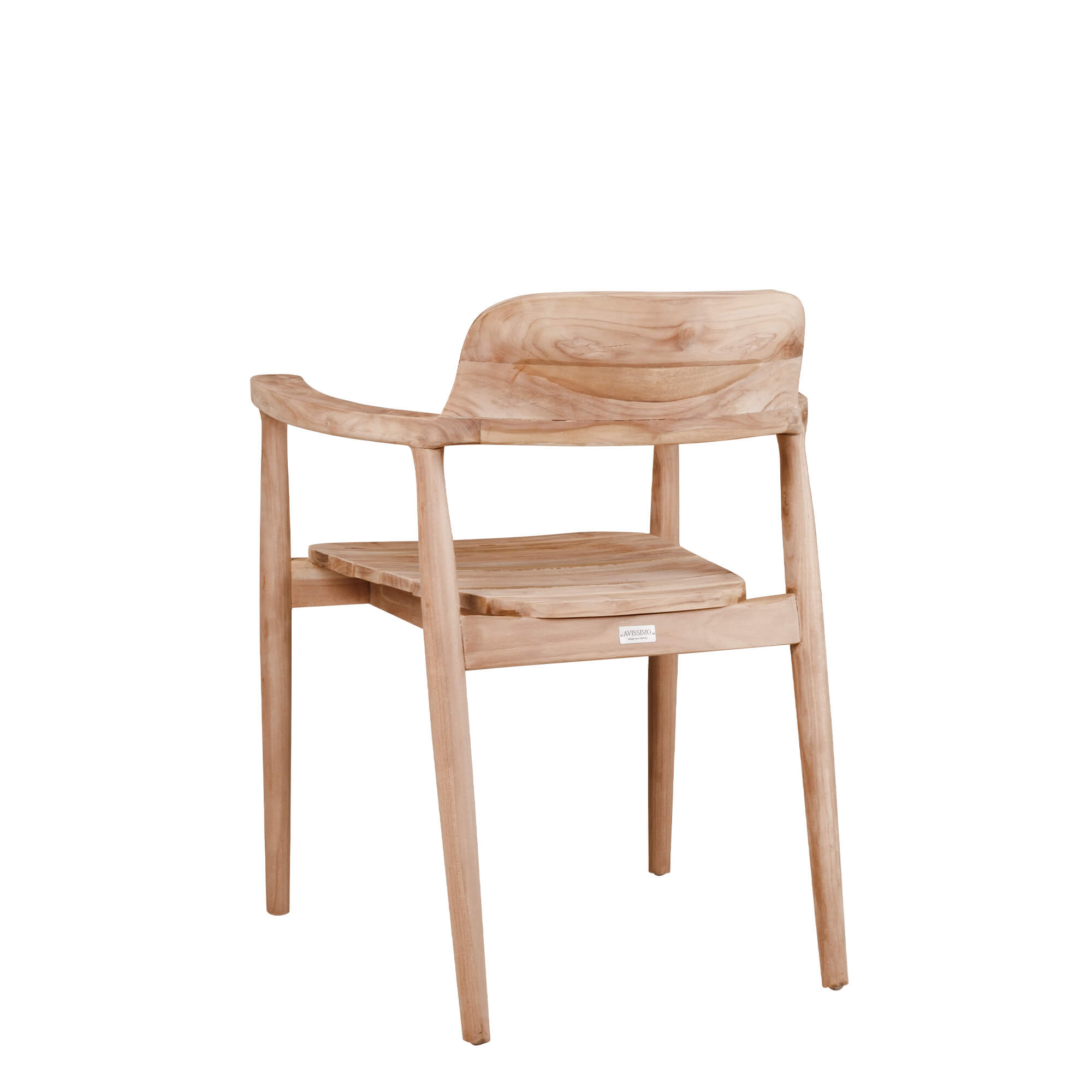 Shiro Teakholz Outdoorstuhl mit Armlehnen und Geflecht – Rueckansicht