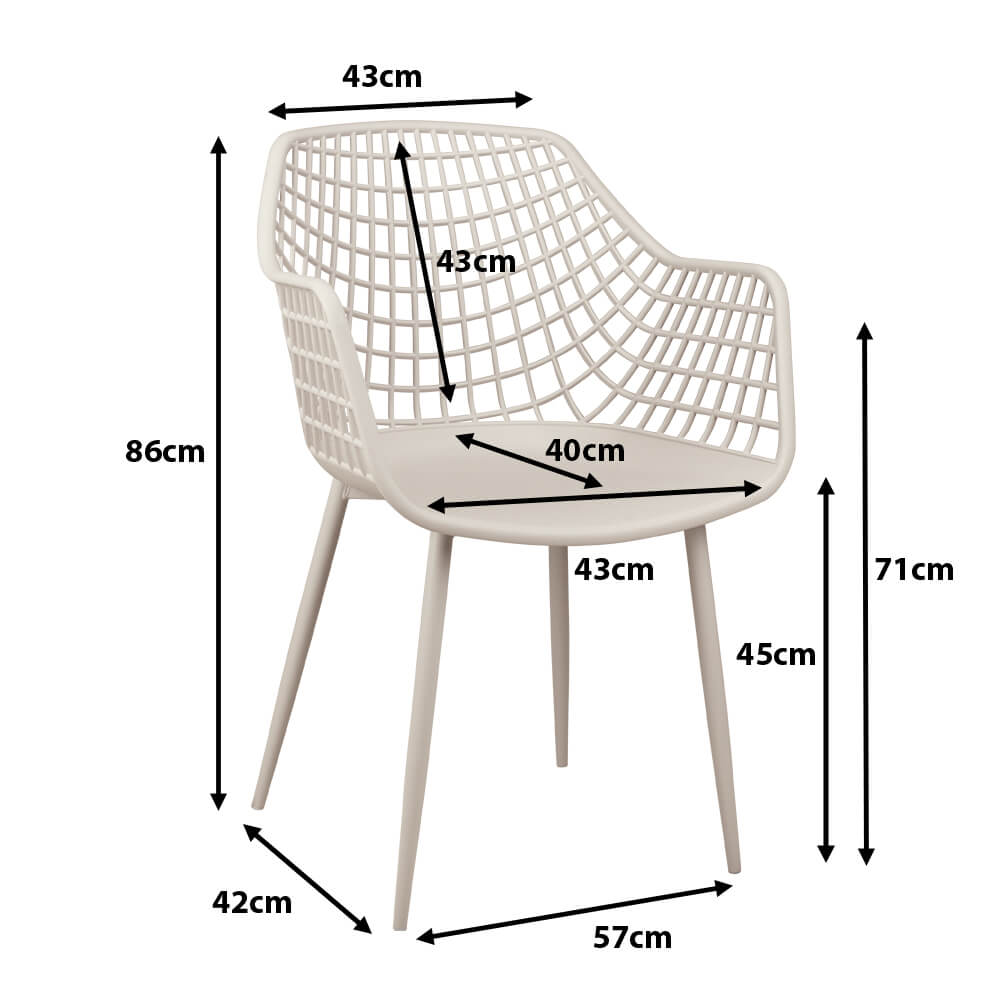 Outdoorstuhl Foma 1692 Light Grey Maße