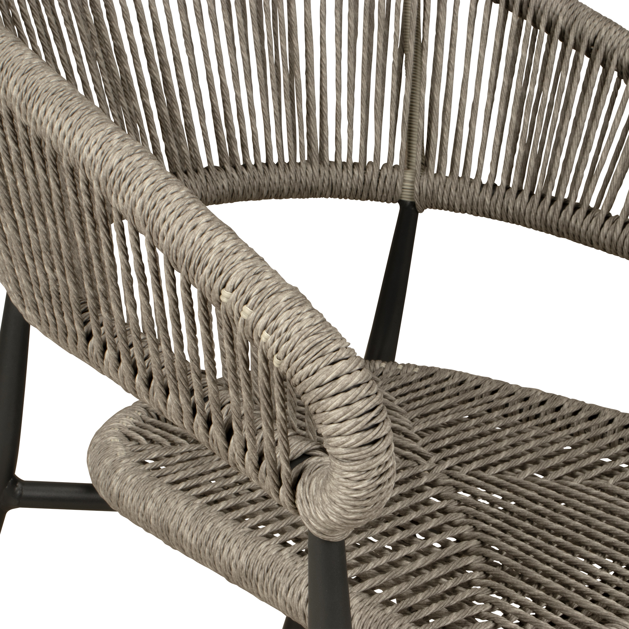 Jacora Silver-Grey Outdoorstuhl mit Geflecht – Detail Armlehne
