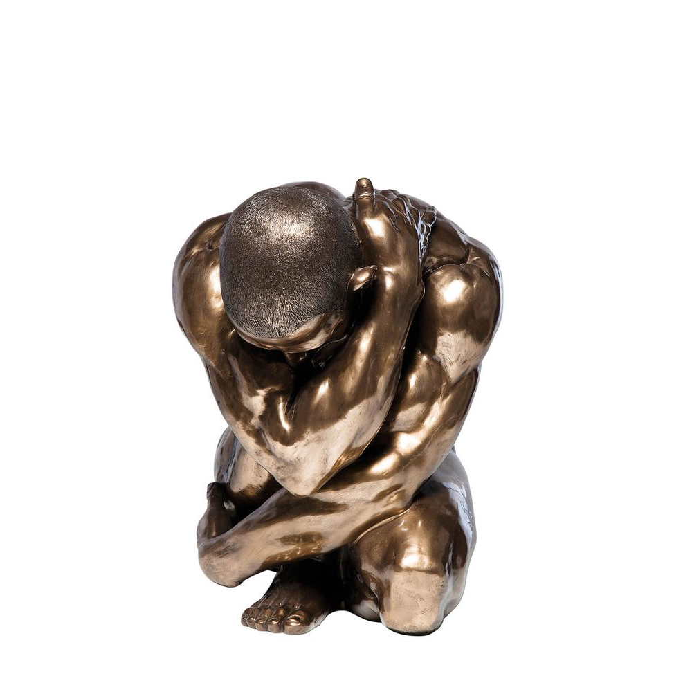 Deko Figur Nude Man Hug Bronze