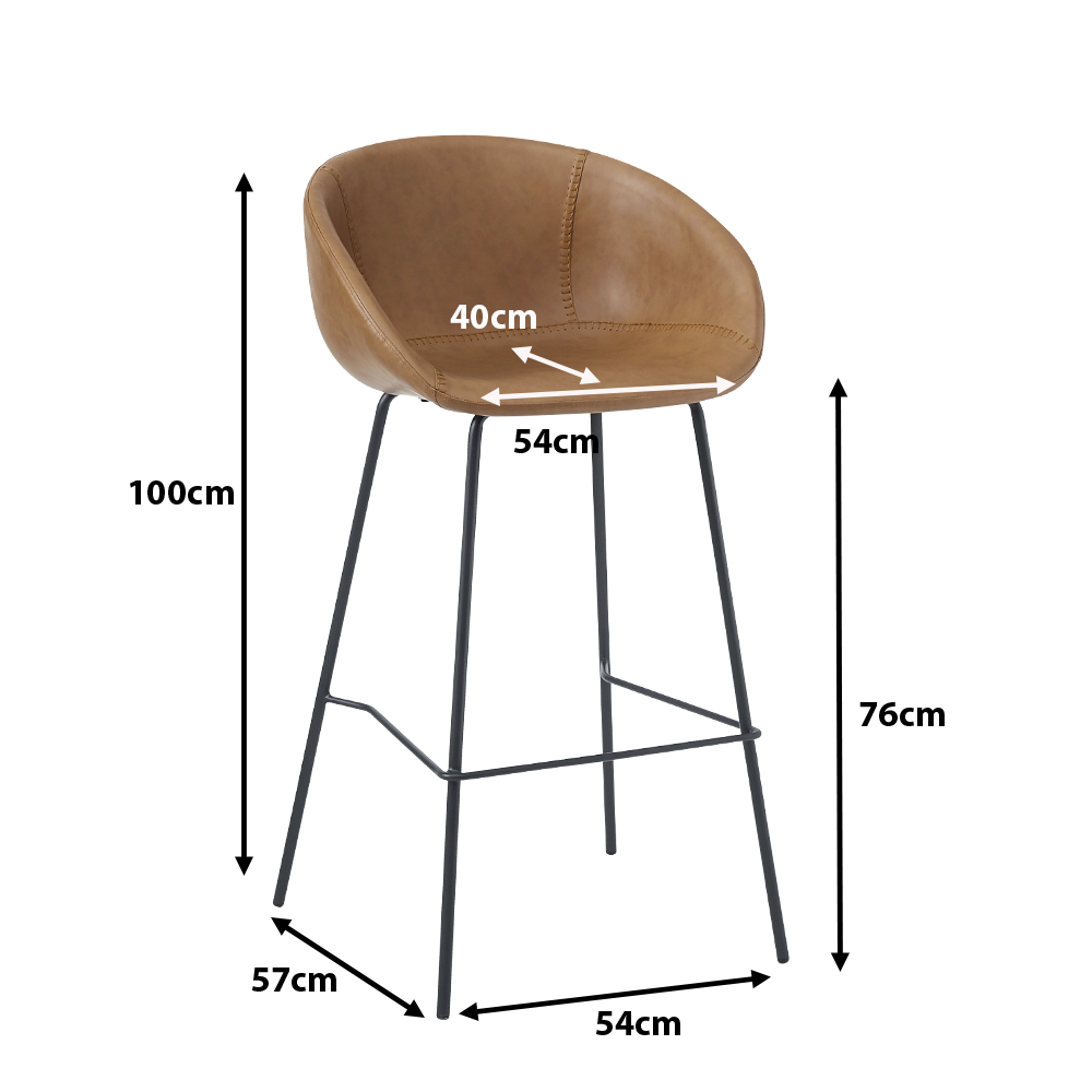 Vollpolsterstuhl Estara-Bar Brown Maße