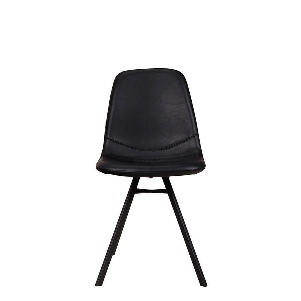 Polsterstuhl Jones Antique Black mit Kunstlederbezug in Schwarz und pulverbeschichtetem Metallgestell