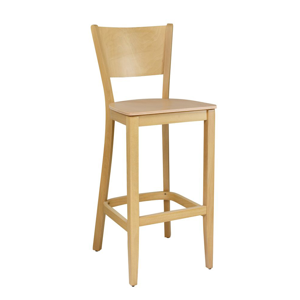 Klassischer Barhocker aus Buchenholz in hellem Beizton Buche natur