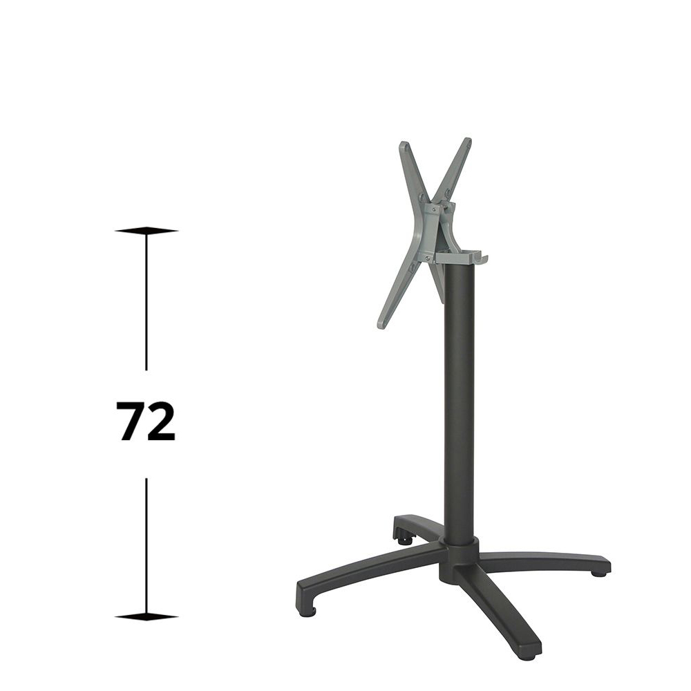 Nora-Clap-Anthrazit_hinten_2_Bemassung_1000px Tischgestell mit Kippvorrichtung für die Gastronomie in Anthrazit mit Höhenangabe 72 cm