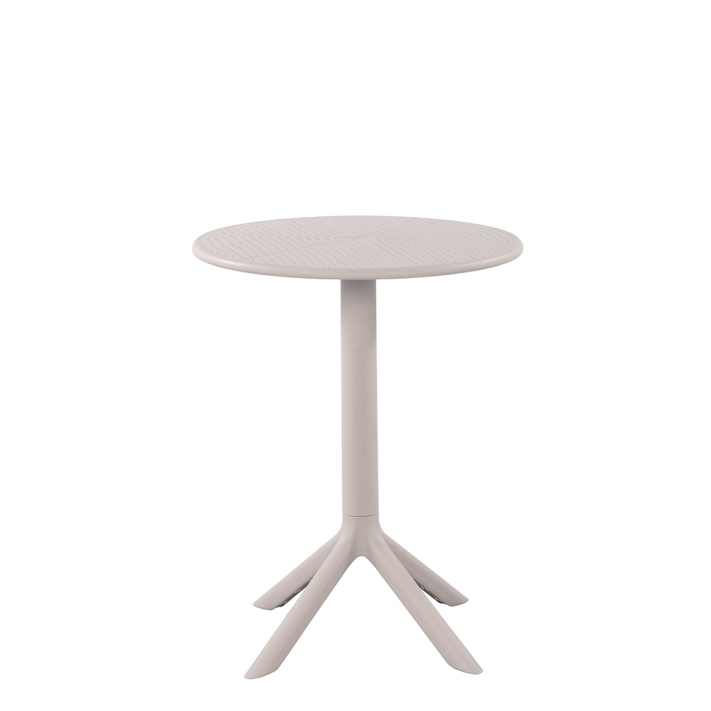 Outdoor-Gastronomie-Kunststofftisch_FOMA-T100_light-grey_mont Runder Kunststoff-Gastronomietisch FOMA-T100 in Hellgrau mit stabilem 4-Fuß-Gestell