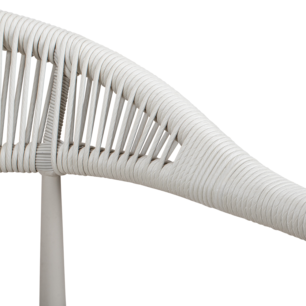 Spidano-X Greige-Greige Outdoorstuhl mit Rücken- und Armlehne mit Hellgrauen Flechtmuster- Stuhlbein