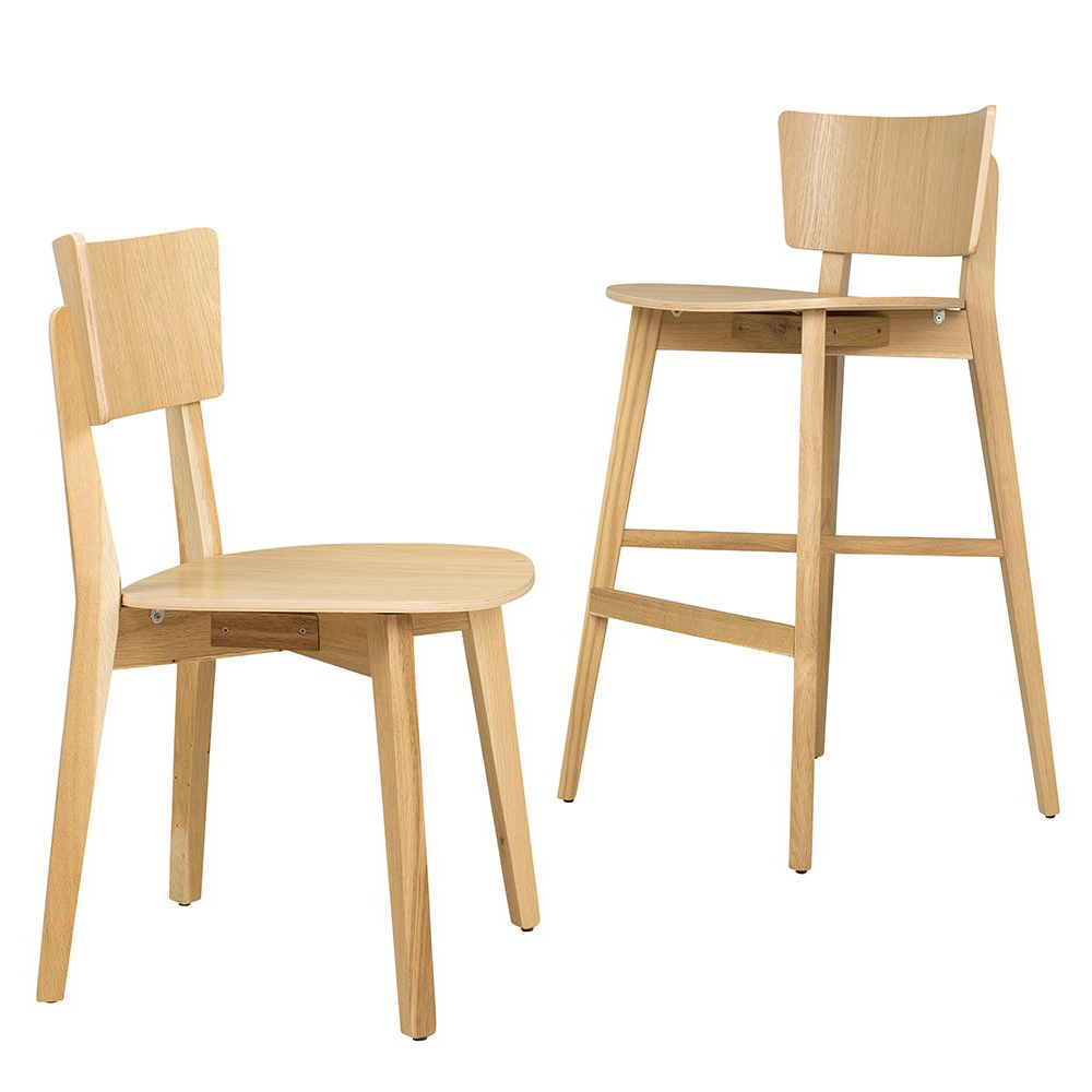 Barhocker Dimoni-Bar aus Eichenholz, Sitzhöhe 74 cm, für Gastronomie & Hotel