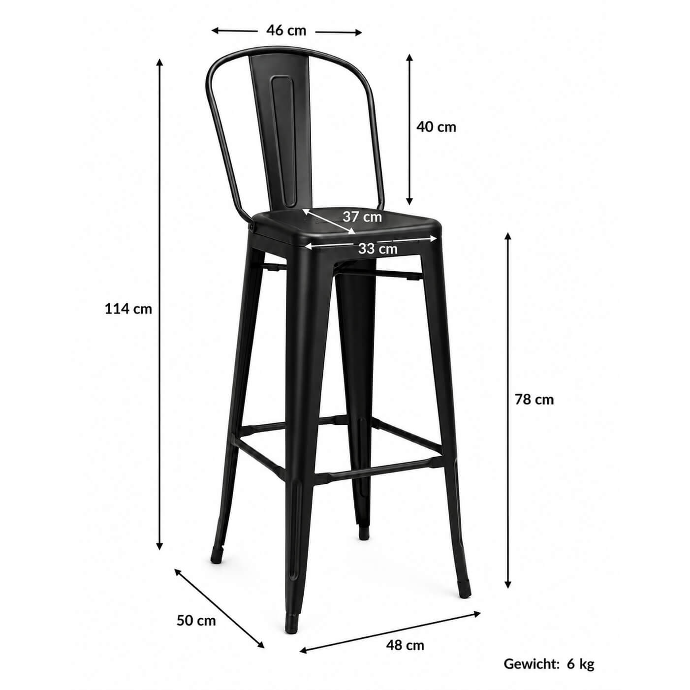 Metallbarhocker Toxor RL Bar Schwarz Ma?e