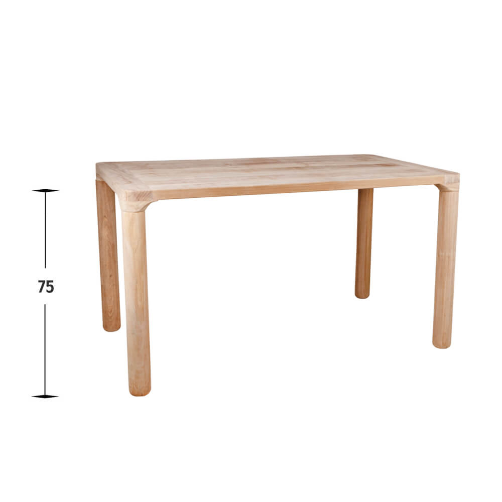 Rechteckiger Gastronomie-Tisch Zubella 140 mit Maßangabe 75 cm Höhe – frontal abgebildet