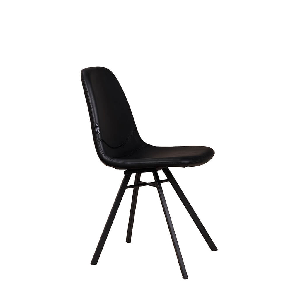 Polsterstuhl Jones Antique Black mit Kunstlederbezug in Schwarz und pulverbeschichtetem Metallgestell