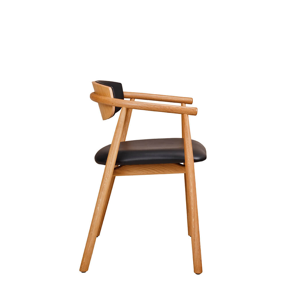 Galeno-2P Holzstuhl mit gepolstertem Sitz und Rückenlehne für Gastronomie