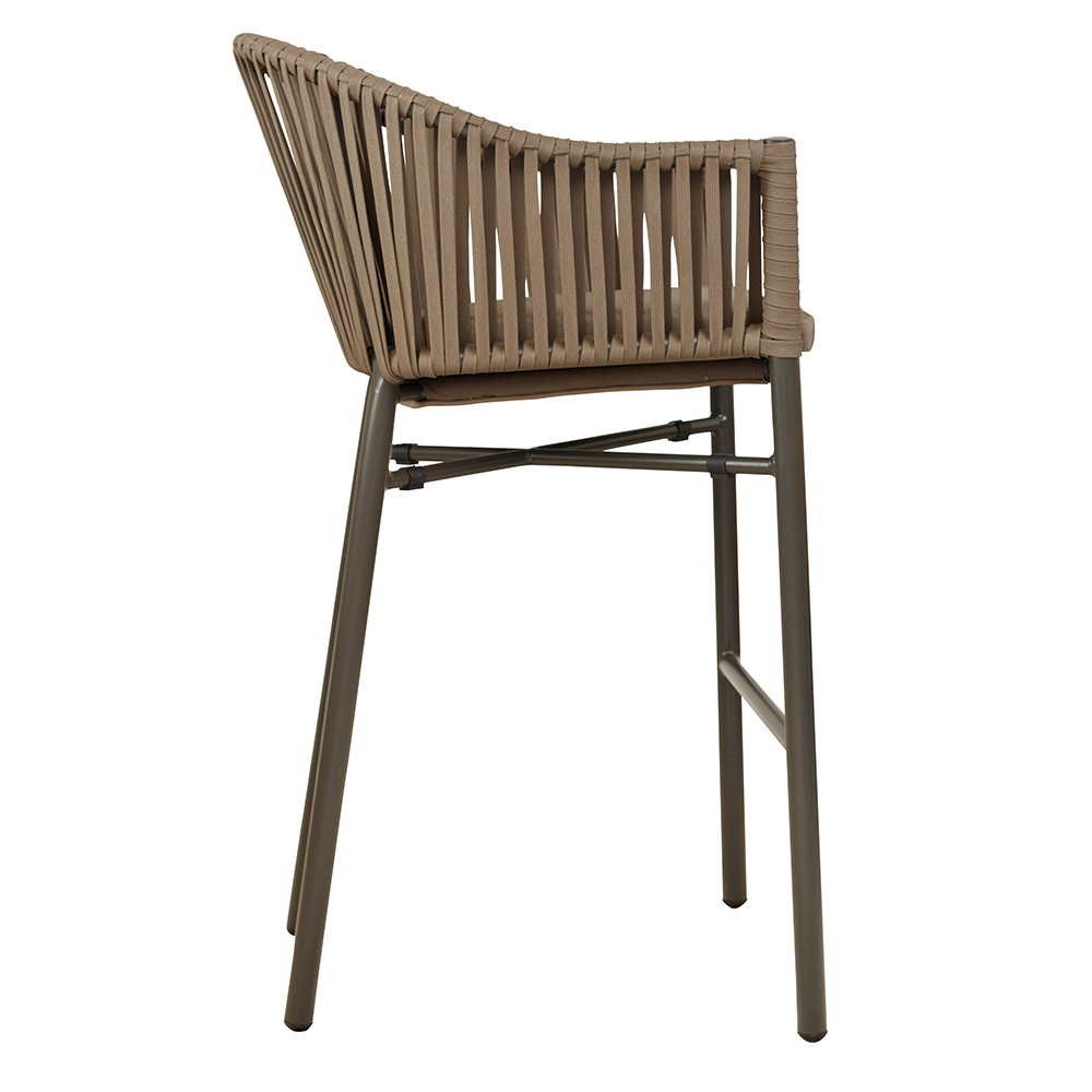 Gastronomie_Outdoorbarhocker__Seite_1000px Outdoor-Barhocker Ramila-Bar Taupe mit Aluminiumgestell und grauem Sitzkissen Seitenansicht
