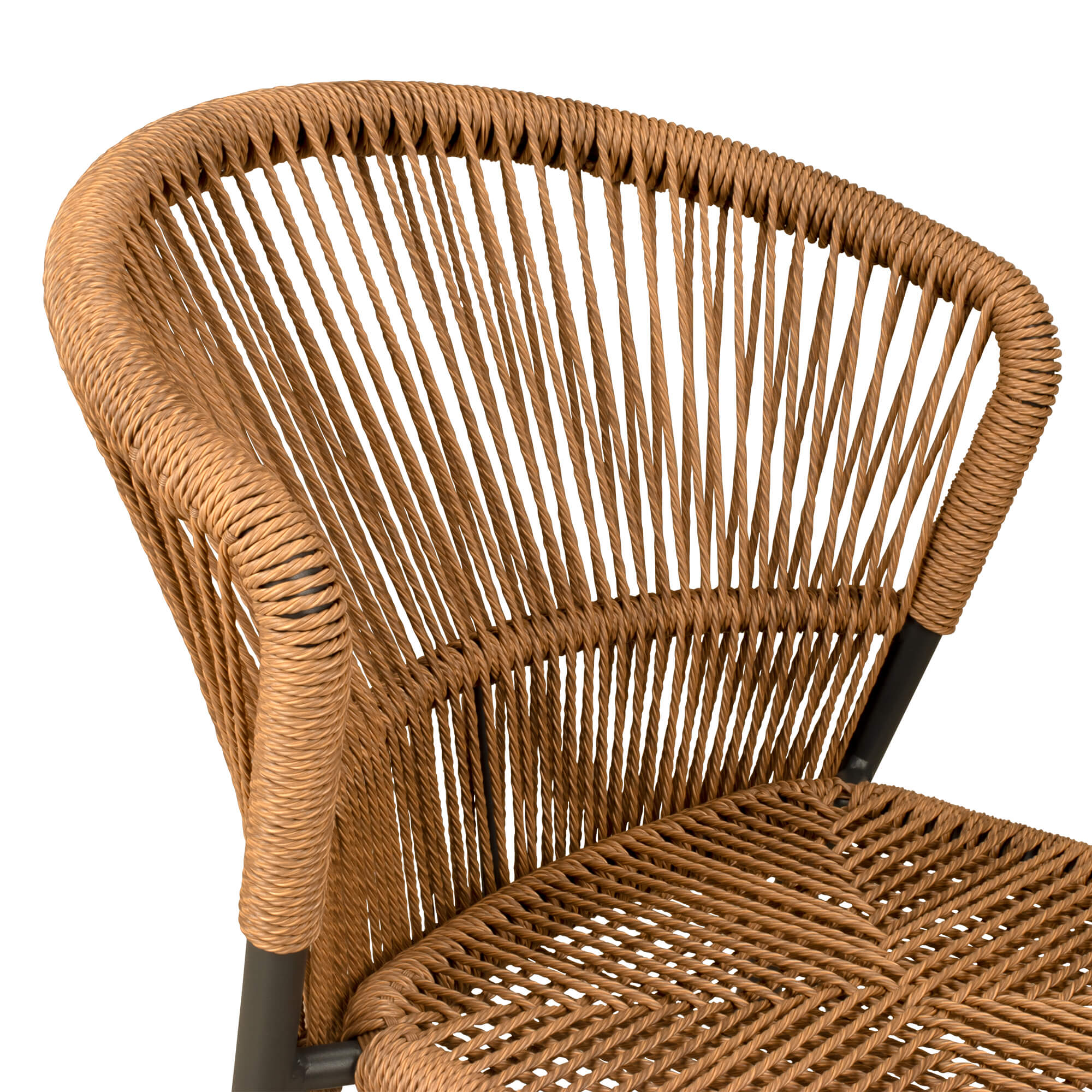 Elefino Natur Outdoorstuhl mit Geflecht – Detail Rueckenlehne