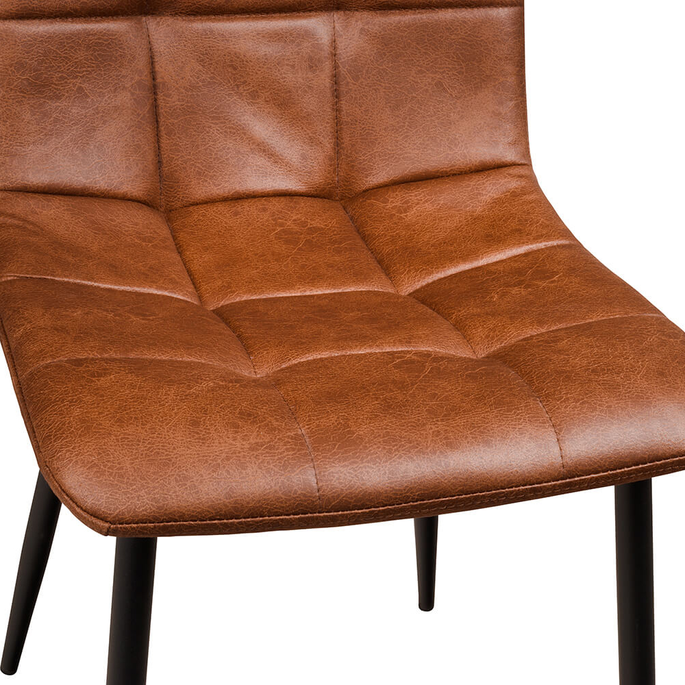 Polsterstuhl Derri Toreador-105 – brauner Stuhl mit Kassettensteppung und schwarzem Metallgestell Detailansicht Sitzfläche