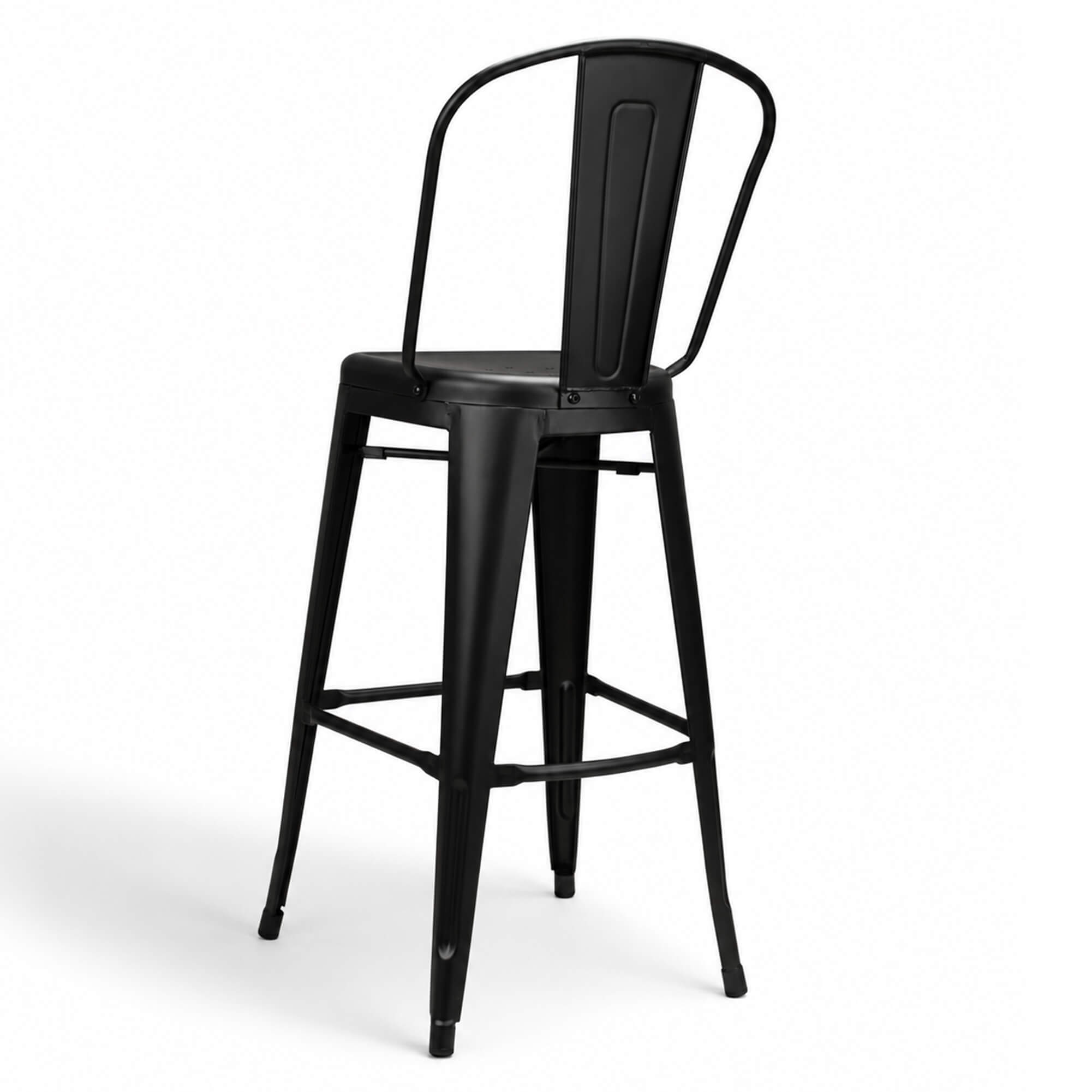 Gastronomiestuehle Industrial Design Barhocker Toxor RL Bar schwarz - Rueckansicht mit Schatten