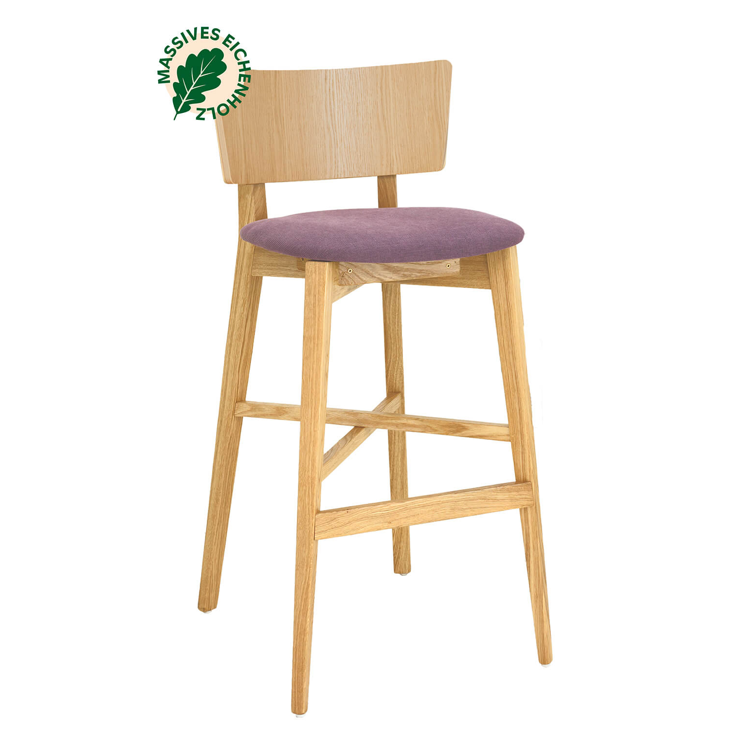 Gastronomiebarhocker Holz – Dimoni-Bar-P Eiche mit Polstersitz und 77 cm Sitzhöhe